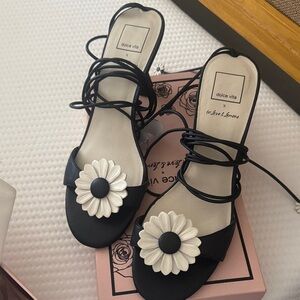 Dolce Vita Black and White Floral Sandals